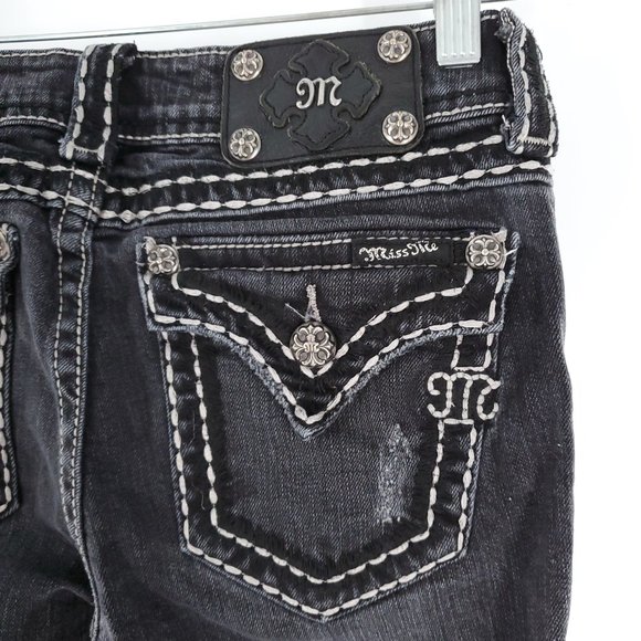 Miss Me Women Skinny Jean Low Rise JP5014SK-3 Black Grey Size 26 (26x32) - Picture 6 of 10